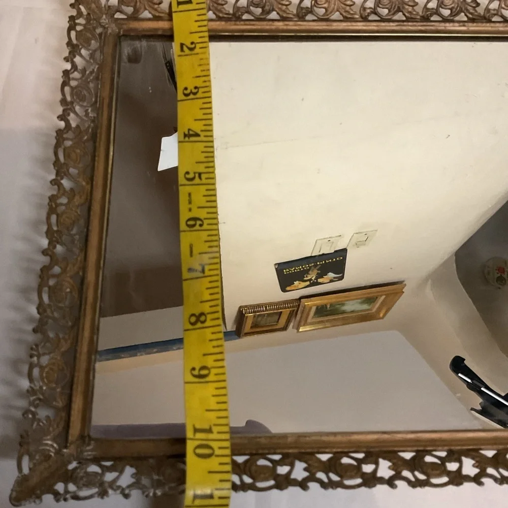 Vintage Ornate Gold Vanity tray or wall mirror